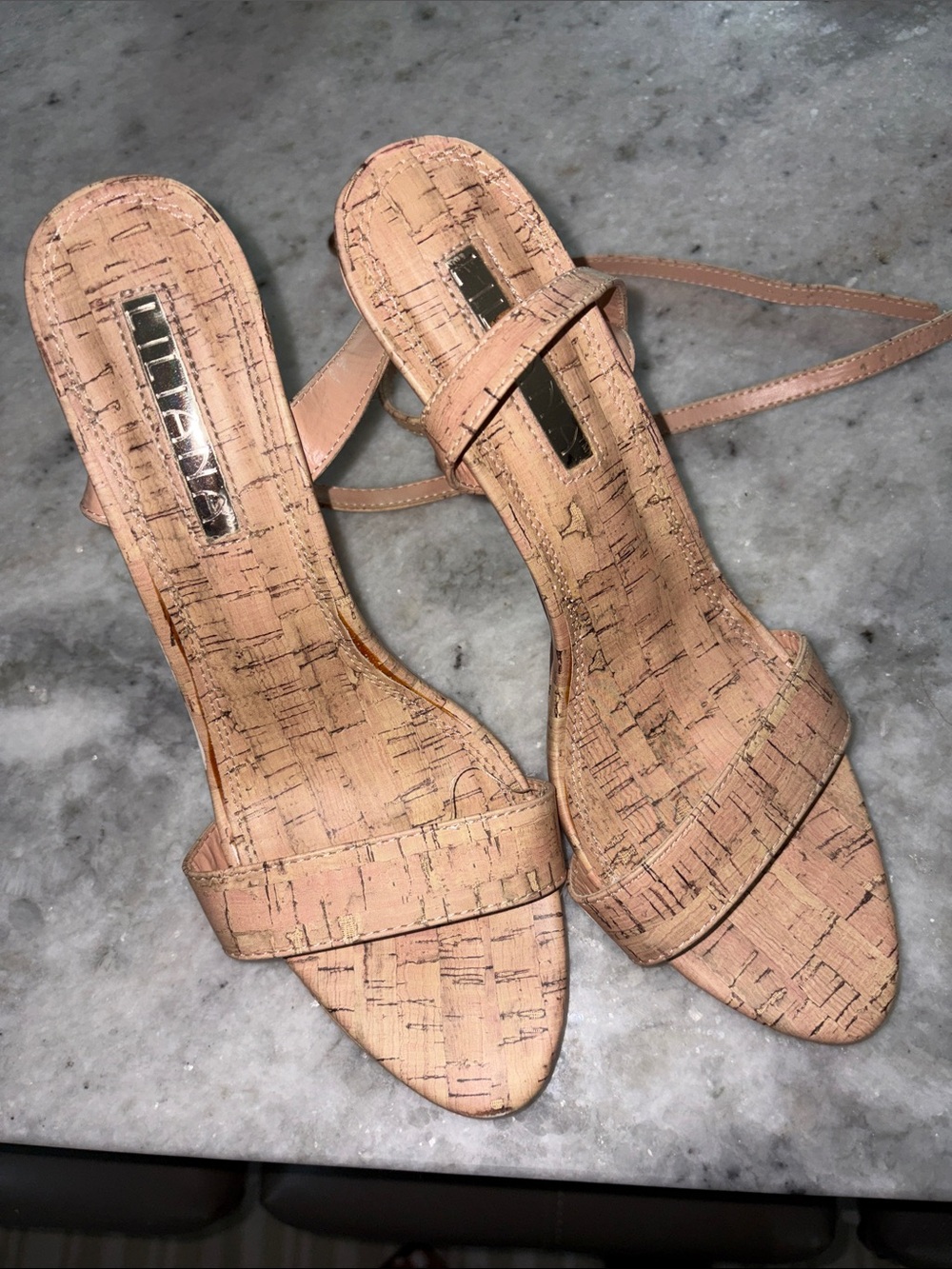 Liliana Cork-Pattern Strap Heels
